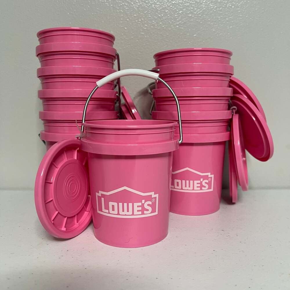 10 Lowe’s Limited Edition Viral Mini Pink Buckets with Lid - 0.5 quart